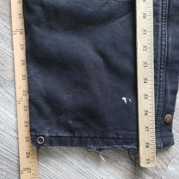 Carhartt Bib Distressed USA Union Made Insulated Duck Canvas Black Y2K Workwear - Picture 15 of 16
